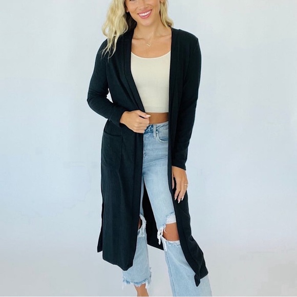 ☃️BOGO50%☃️ 🆕🤍STYLIVE: OATMEAL Open Front Long Cardigan MEDIUM - Picture 3 of 7